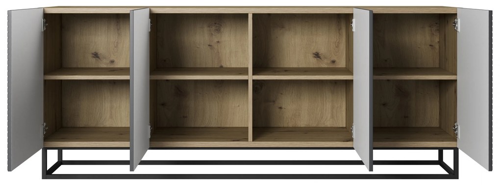 Asha komód 200 cm négyajtós lábakon - artisan / rivier stone matt