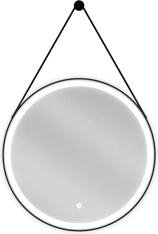 Mexen Reni megvilágított fürdőszobai tükör, kerek 60 cm, LED 6000K, páramentes, fekete keret - 9812-060-060-611-70