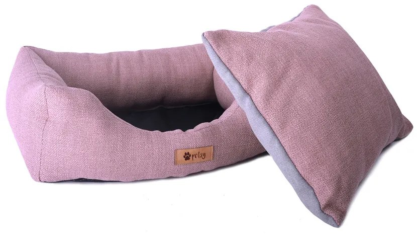PETSY CONNIE poliészter kutyafekhely - pink-szürke - 90 cm (*)