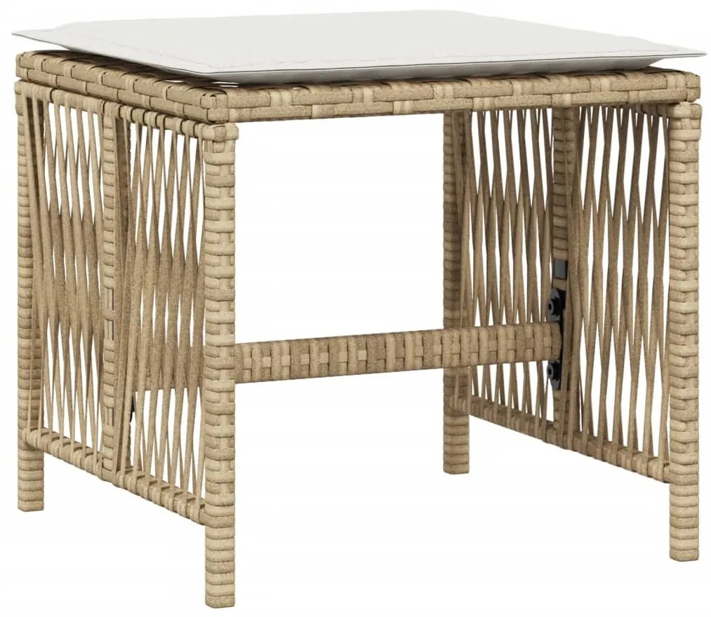 4 db bézs polyrattan kerti szék párnával 41 x 41 x 36 cm