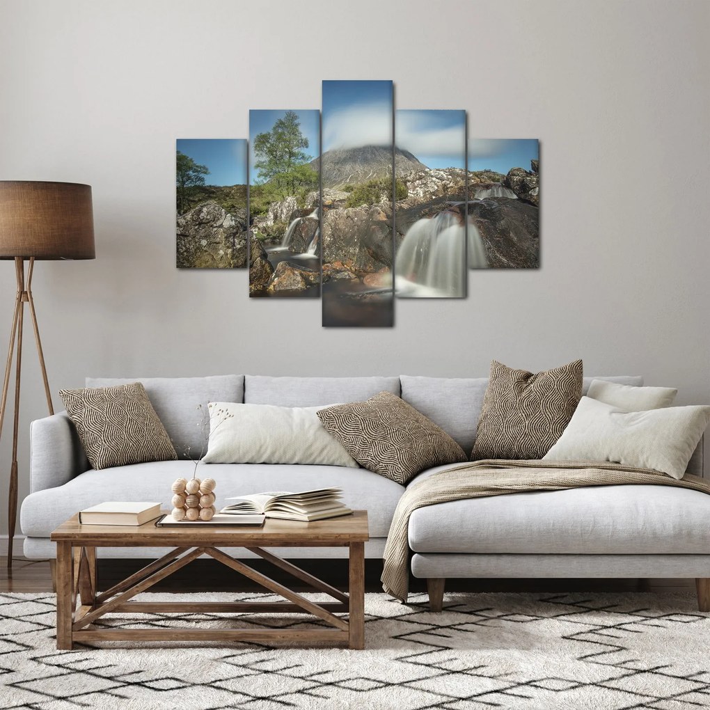 Vízesések és hegyek képe (150x105 cm)