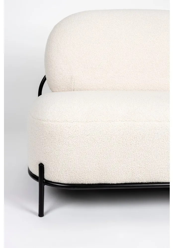 Krémszínű buklé kanapé 125 cm Polly – White Label