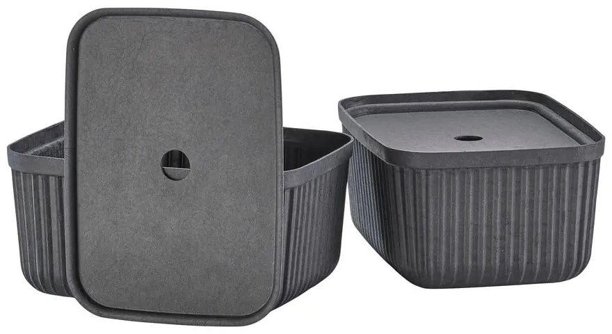 Fekete fedeles tárolódoboz szett 2 db-os 32x23x20,5 cm Pulp – Zone
