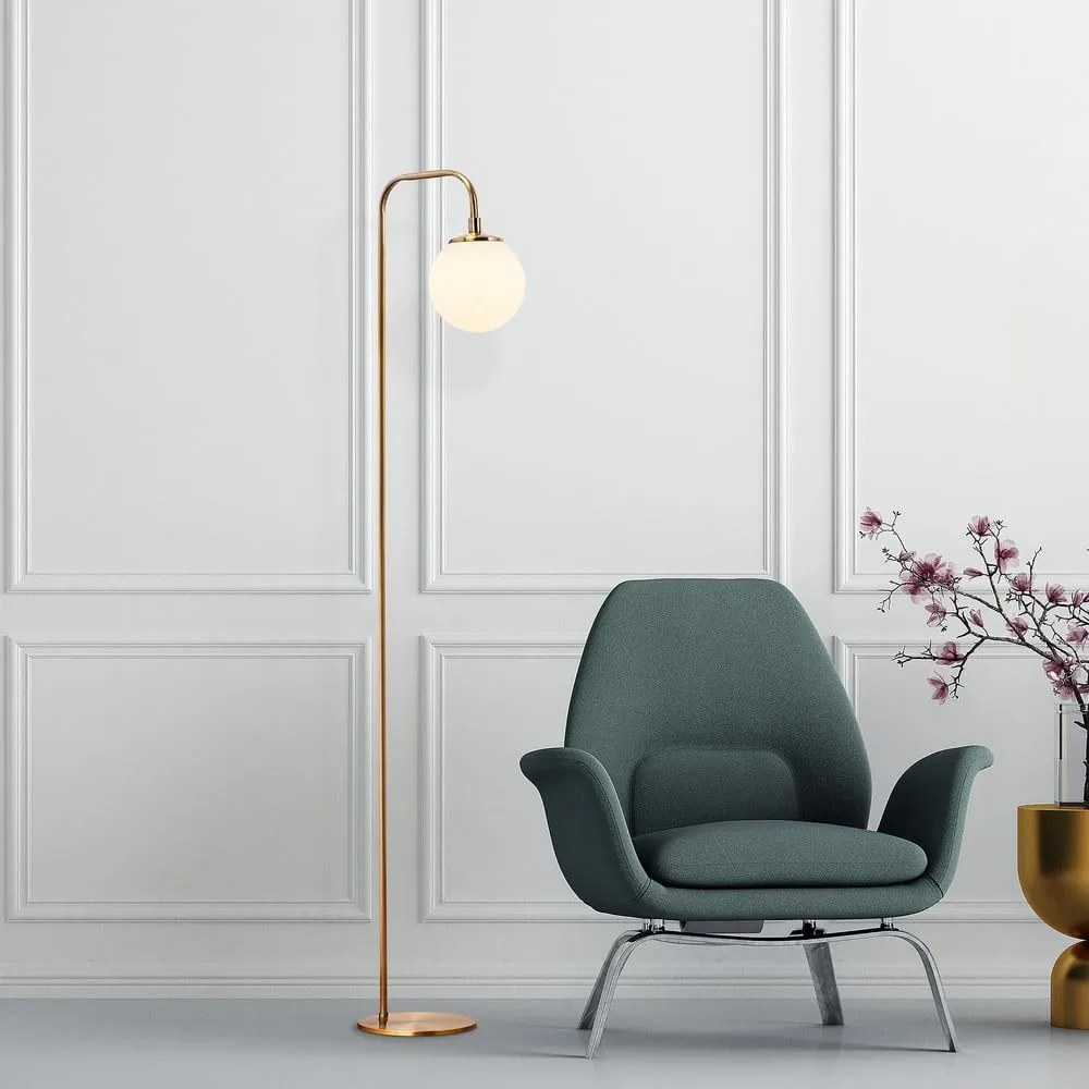 Fehér-sárgaréz színű állólámpa üveg búrával (magasság 146 cm) Viran – Opviq lights