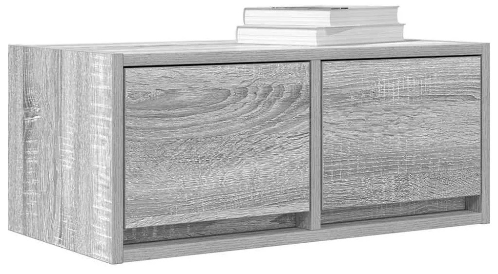 2 db szürke sonoma szerelt fa fali TV-szekrény 60x31x25,5 cm