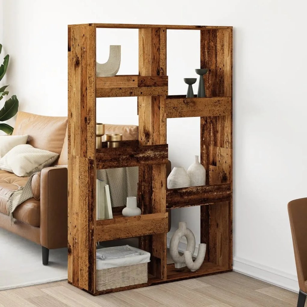 antik fa színű szerelt fa térelválasztó 100 x 33 x 155,5 cm