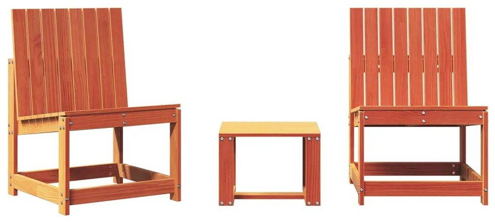 3 részes viaszbarna tömör fenyőfa kerti pihenőgarnitúra