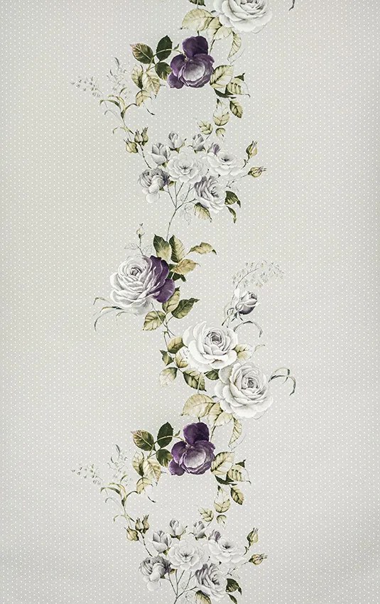 Lila -szürke rózsa mintás tapéta (289014)
