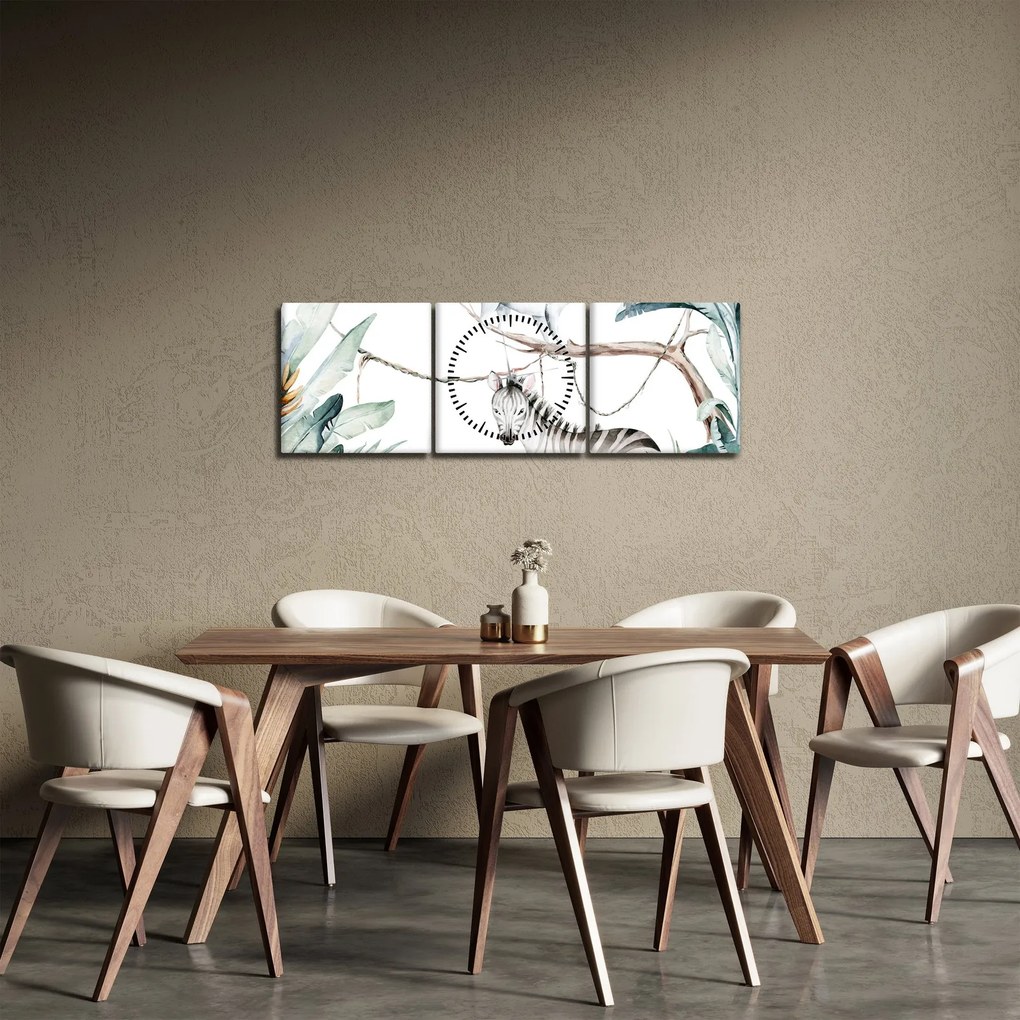 Kép - egzotikus állatok (órával) (90x30 cm)