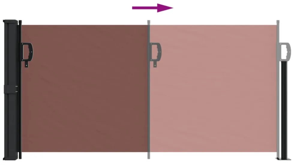 barna behúzható oldalsó napellenző 100 x 500 cm