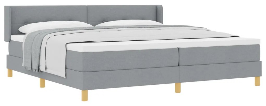 Boxspring Ágy Matracból, világosszürke - 200 x 200 cm Szövet