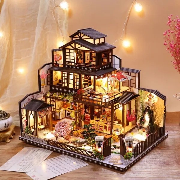 2Kids Toys - Miniatűr Honosná sakurová villa házikó 2xAAA elemmel