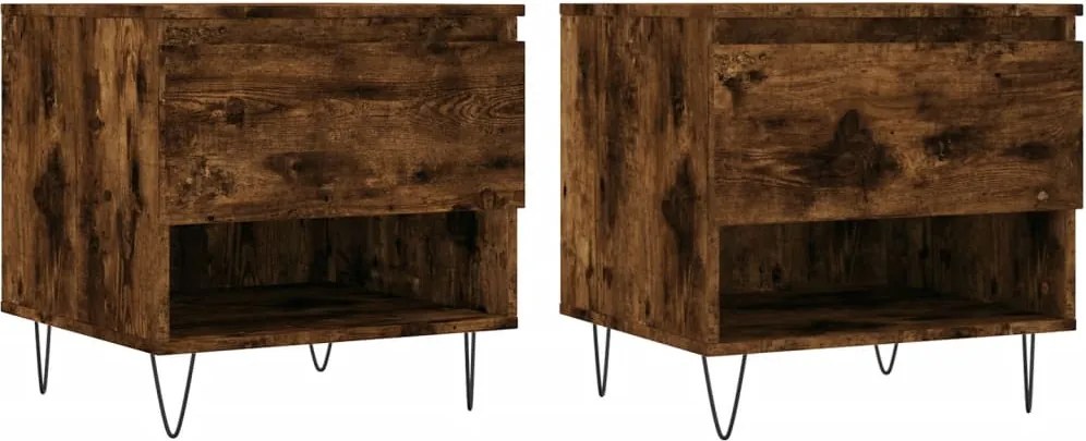 vidaXL 2 db füstös tölgy szerelt fa dohányzóasztal 50 x 46 x 50 cm