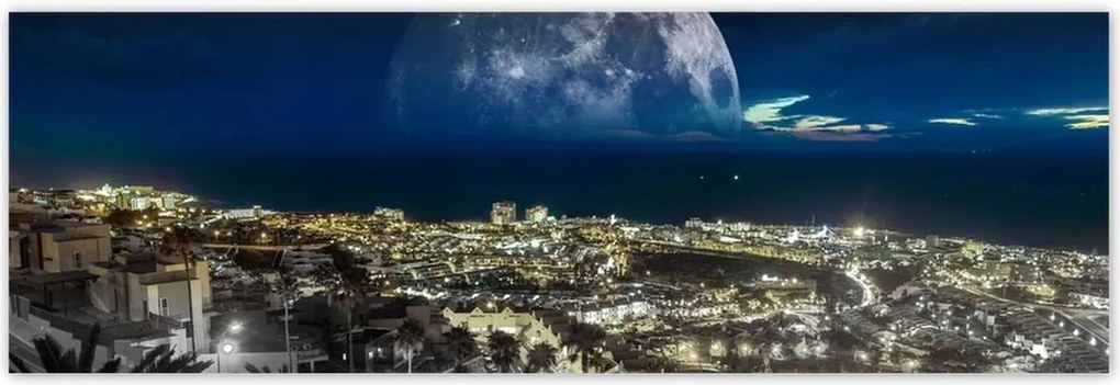 Poszterek 200x66 Hold a város felett Éjszaka