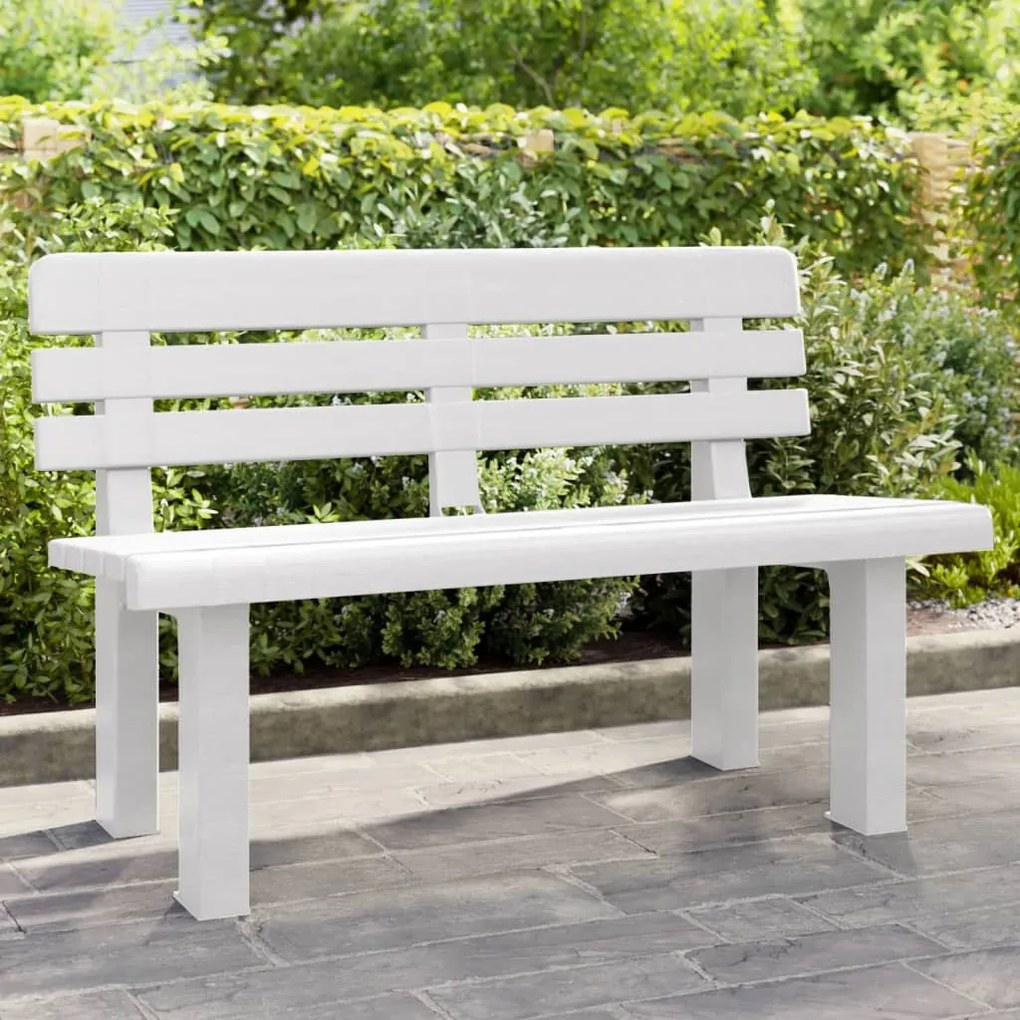 Fehér polipropilén kerti pad 110 x 52 x 71 cm