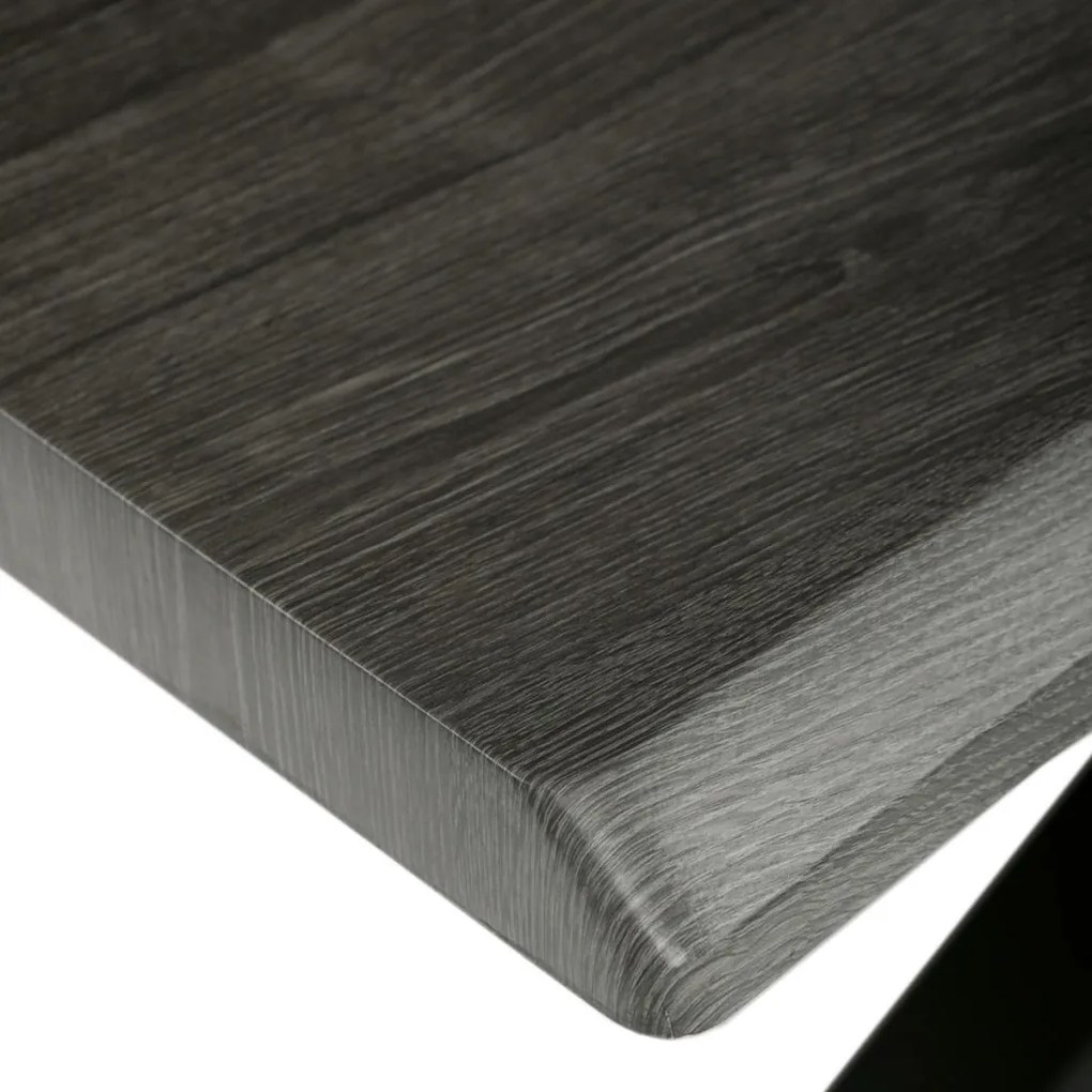 Masă de sufragerie, 180x90x75 cm, blat MDF, decor stejar gri, picioare metalice in forma de stea