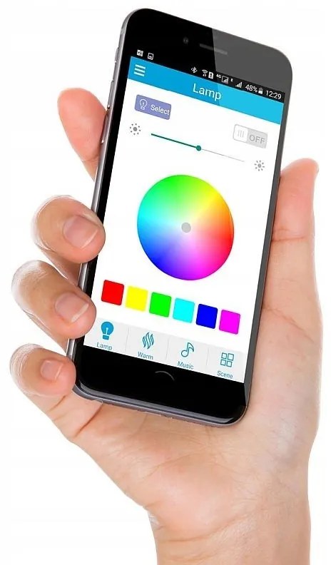 LED RGB 72W mennyezeti lámpa, távirányító, Bluetooth, dallamok, hangerő és fényerőszabályozás, Android és iOS, 50 cm