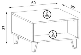 SULA dohányzóasztal craft tölgy