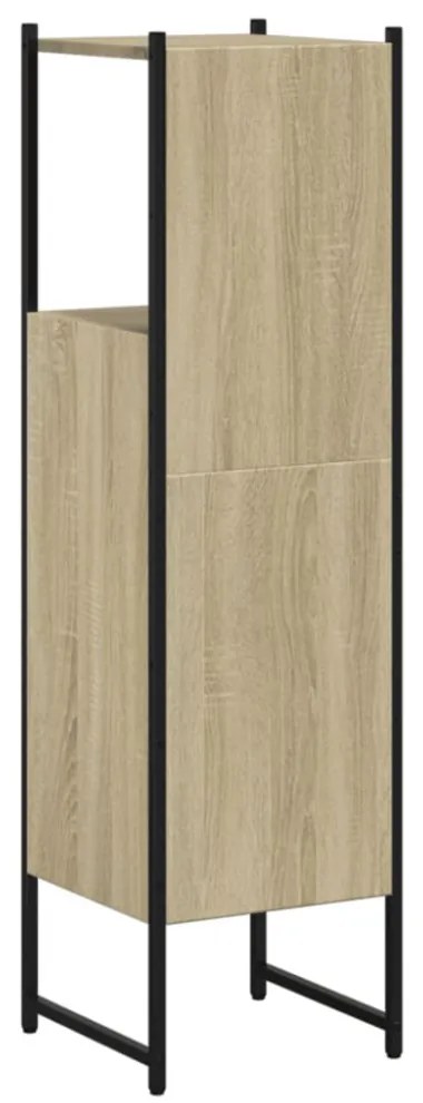 sonoma tölgyszínű szerelt fa fürdőszobaszekrény 33x33x120,5 cm