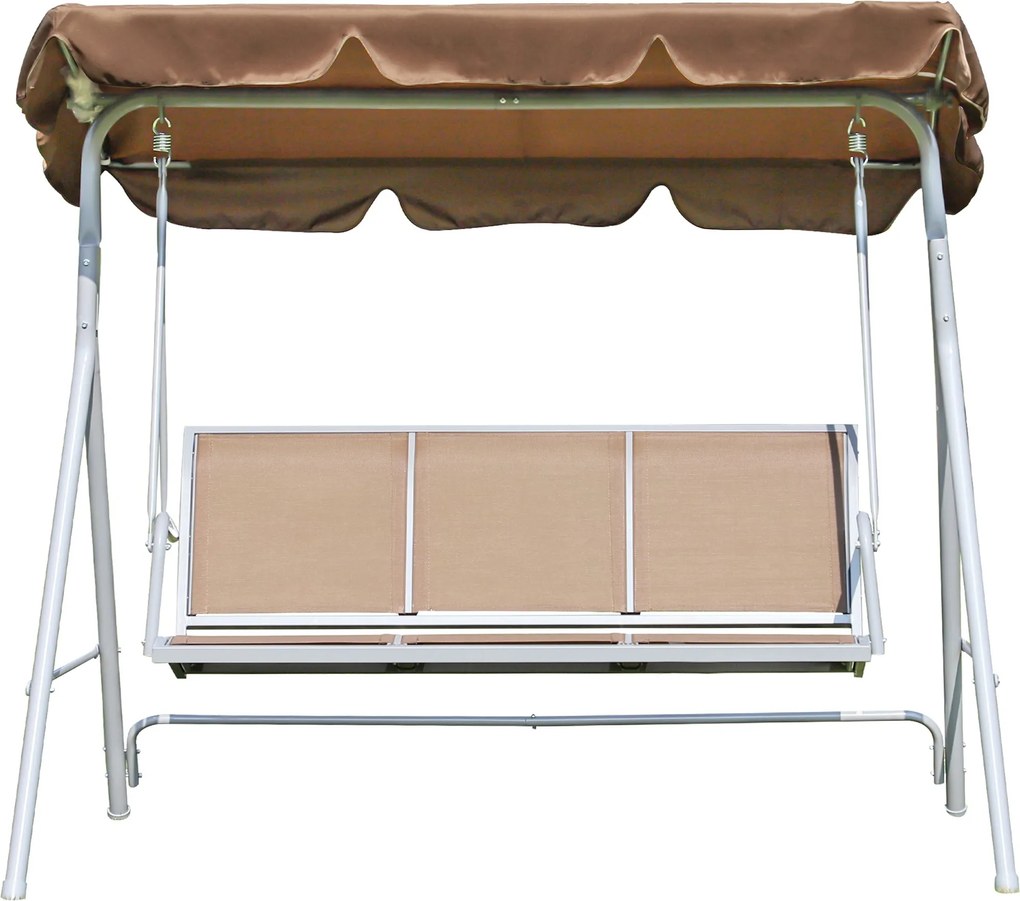 Outsunny 3 személyes kertihinta állítható napernyővel, lélegző háttámlával és fémszerkezettel teraszra, erkélyre, 240 kg teherbírással 171,2x108,x154