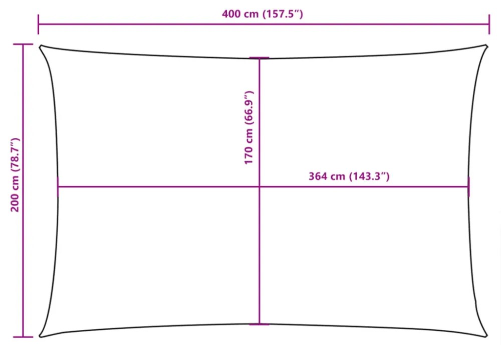 négyszögletes bézs oxford szövet napvitorla 2 x 4 m