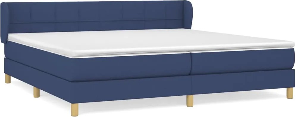 vidaXL kék szövet rugós ágy matraccal 200 x 200 cm