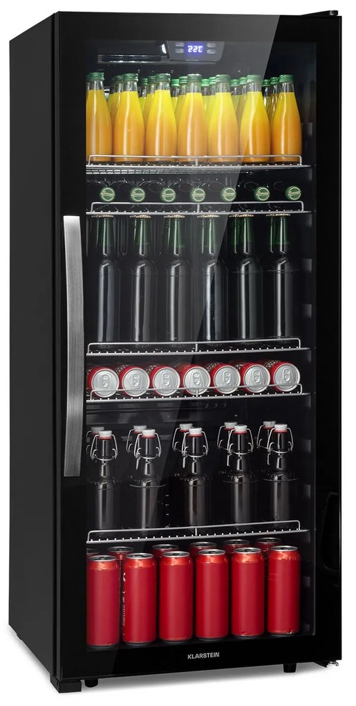 Klarstein Beersafe 7XL, hűtőszekrény, 242 liter, 5 polc, panoráma üvegajtó, rozsdamentes acél
