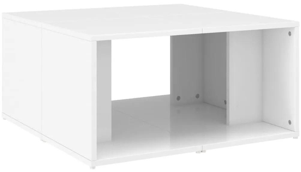 4 db magasfényű fehér szerelt fa dohányzóasztal 33 x 33 x 33 cm