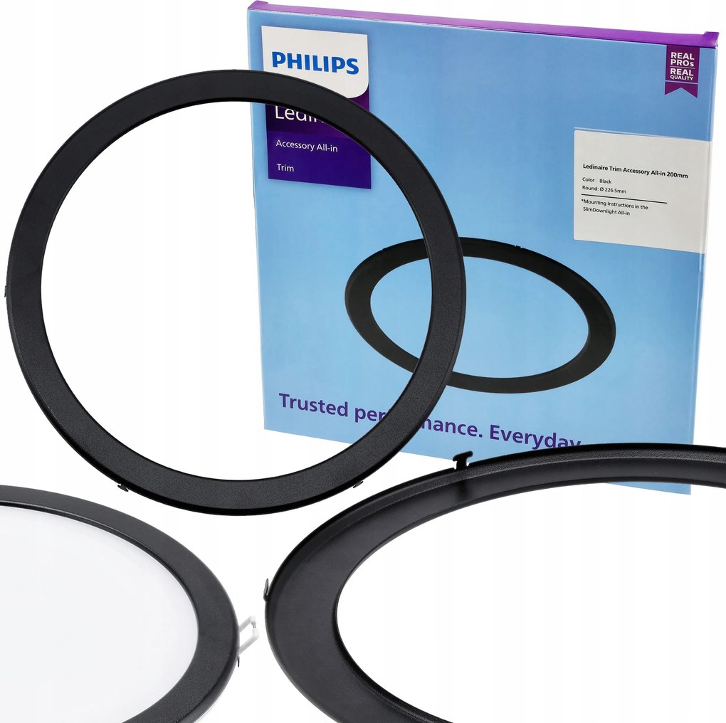 Kerek keret fekete 200mm 19W panelekhez Dekoratív panel 226,5mm
