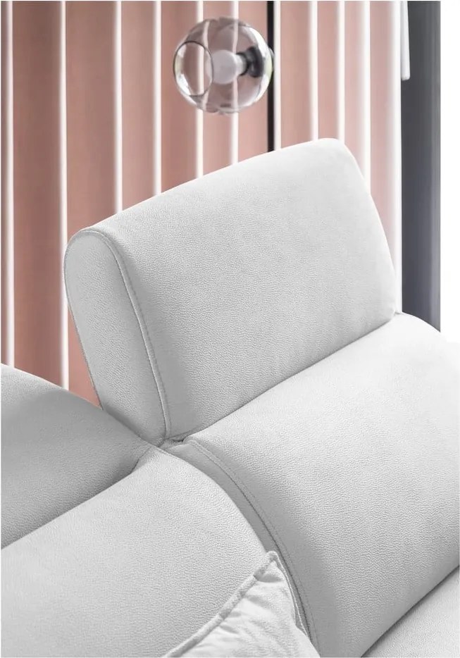 Fehér bársony kinyitható-tárolóhelyes sarokkanapé (jobb oldali-L alakú) Noble – ELTAP