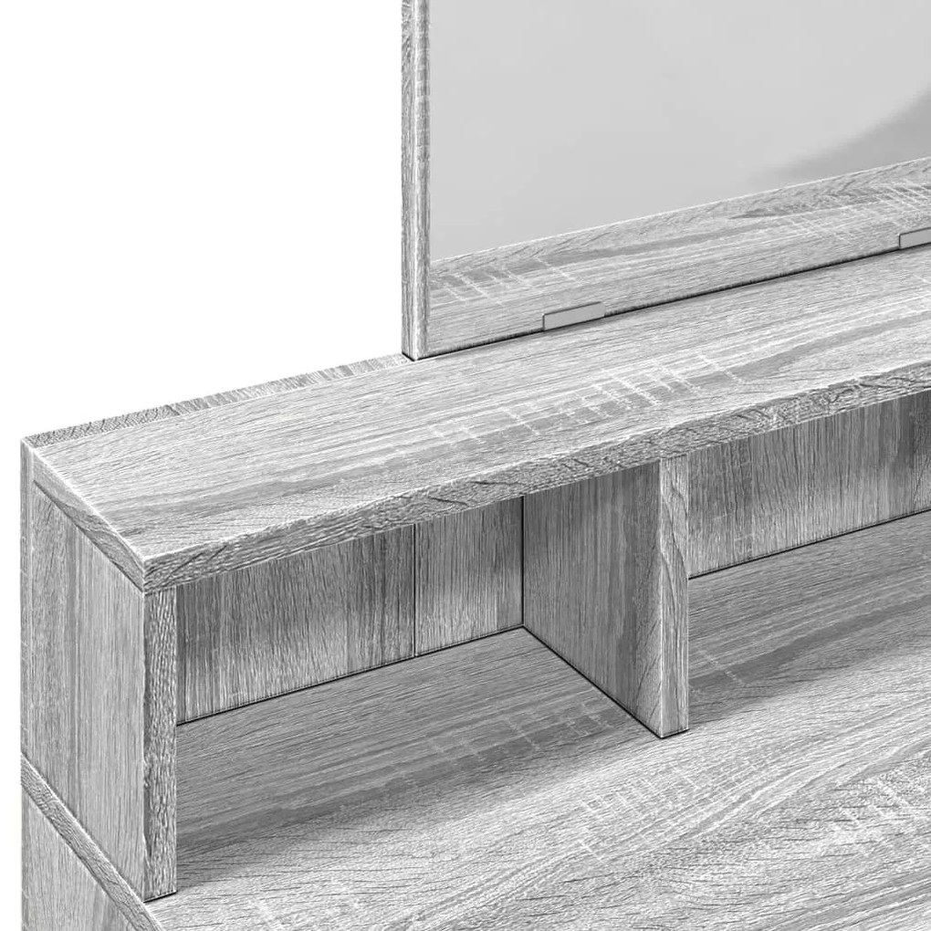 szürke sonoma színű fésülködőasztal tükörrel 80 x 41 x 144,5 cm