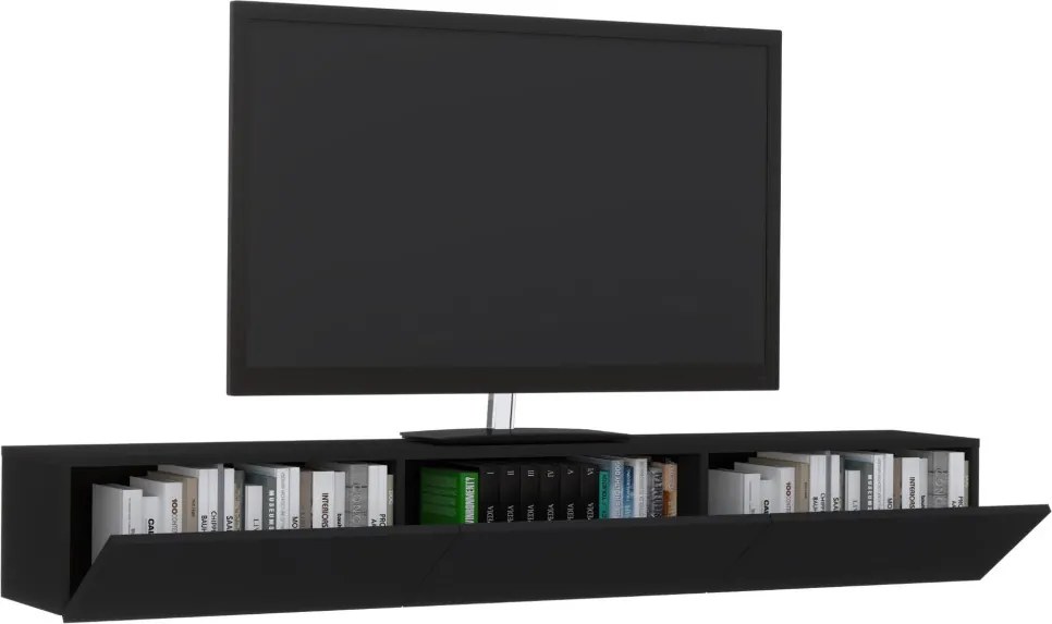 Elba TV-szekrény, Fekete, 180 x 30 x 25 cm