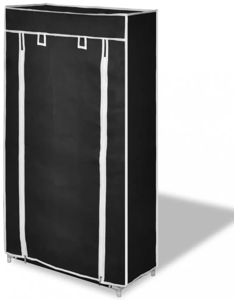 Fekete szövet cipőszekrény borítóval 58 x 28 x 106 cm