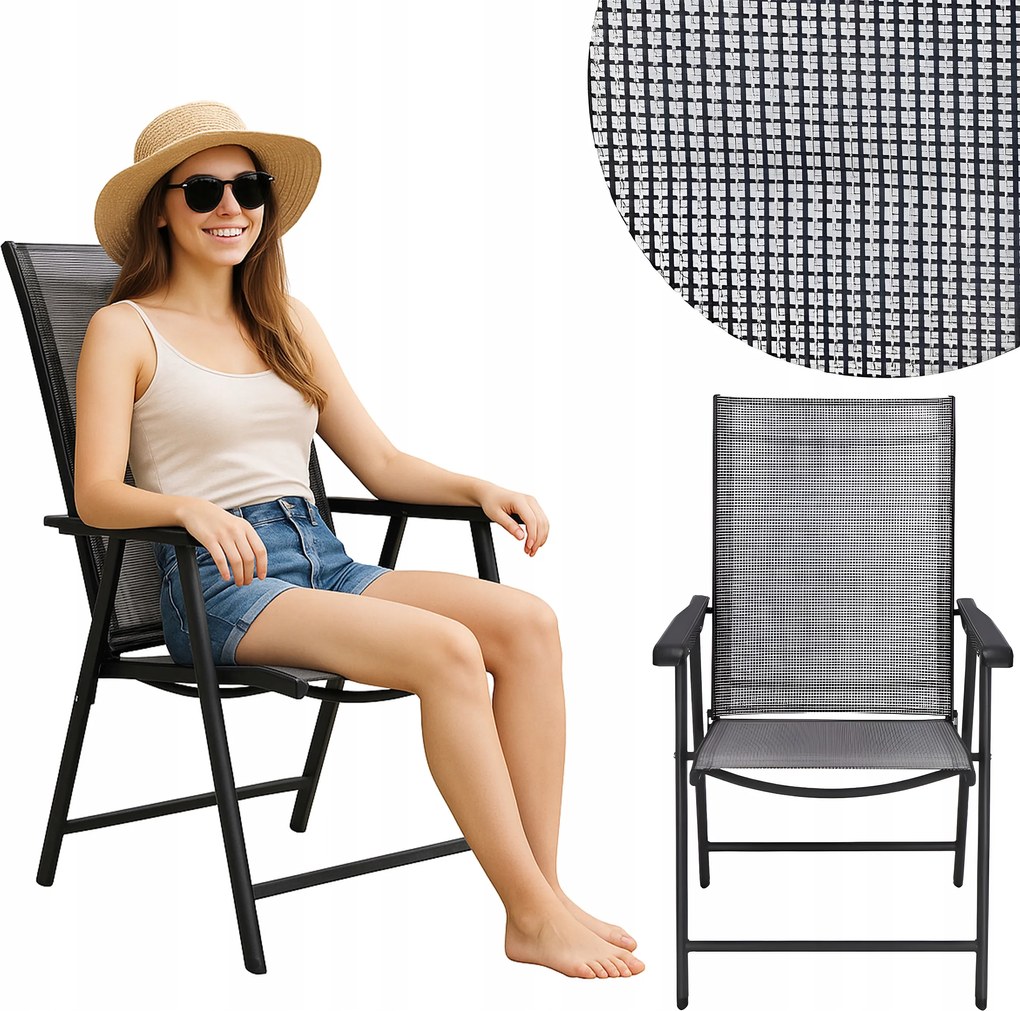 Kerti Szék Összecsukható Modern Erkély Terasz Háló Szürke 150KG