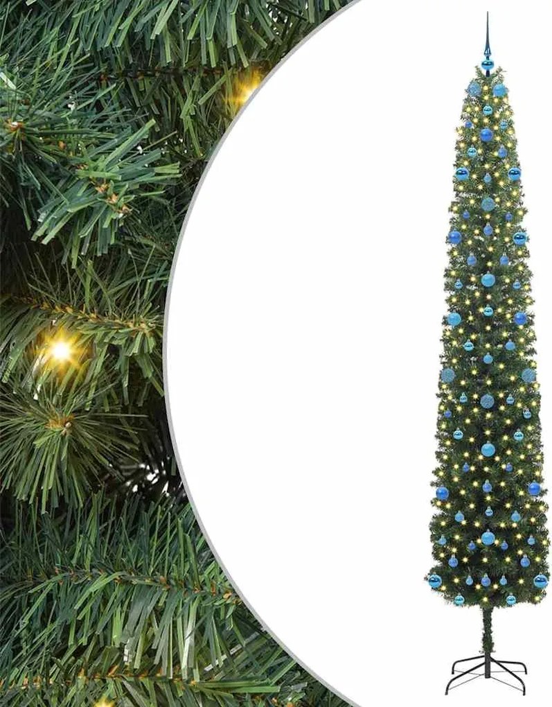 vidaXL Mű karácsonyfa 300 LED-del Zöld 270 cm PVC, acél és műanyag