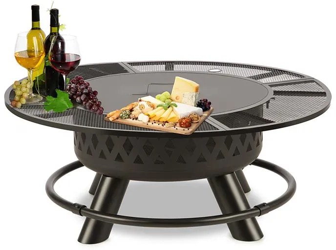 Rosario, 3 az 1-ben tűzrakóhely, Ø 120 cm, 70 cm grill, asztallap, acél