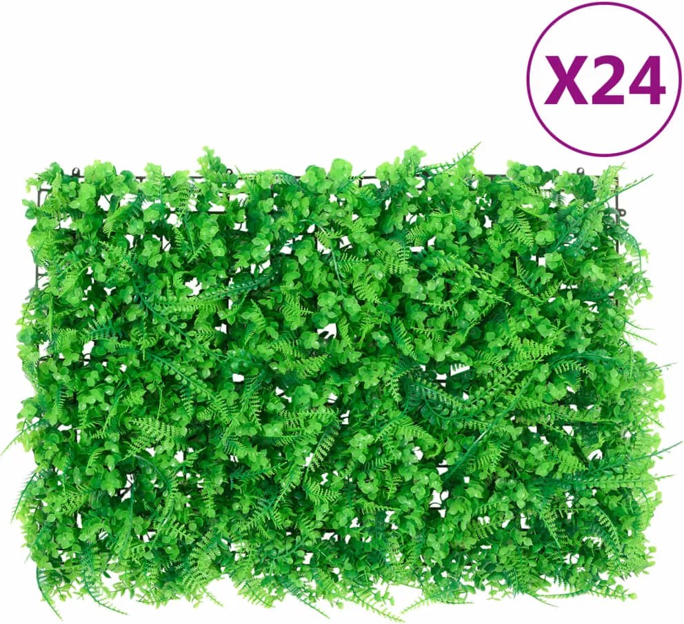 vidaXL 24 db zöld műpáfránylevél-kerítés 40 x 60 cm