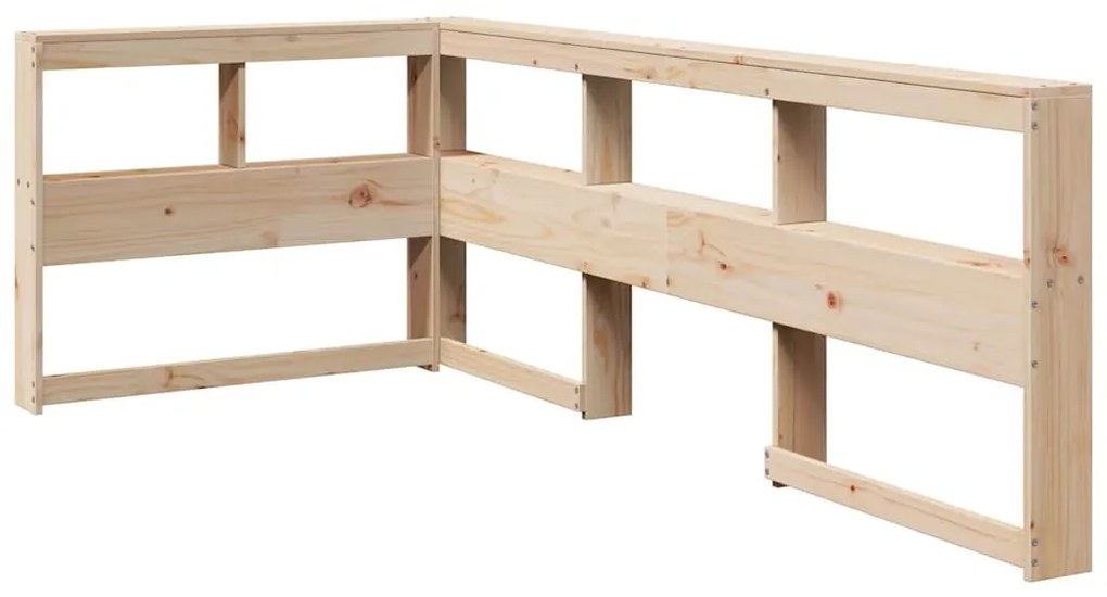 Könyvespolc fejtámla L-alakú 90 cm tömörfa fenyőfa