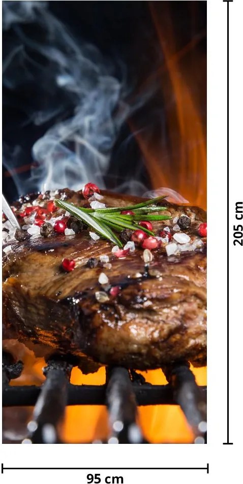 Fotótapéta ajtóra - Steak a grillen (95x205cm)