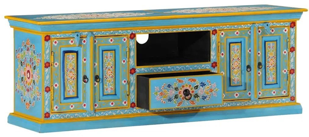 kék tömör mangófa TV-szekrény 110 x 30 x 40 cm