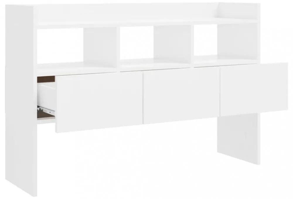 magasfényű fehér szerelt fa tálalószekrény 105 x 30 x 70 cm