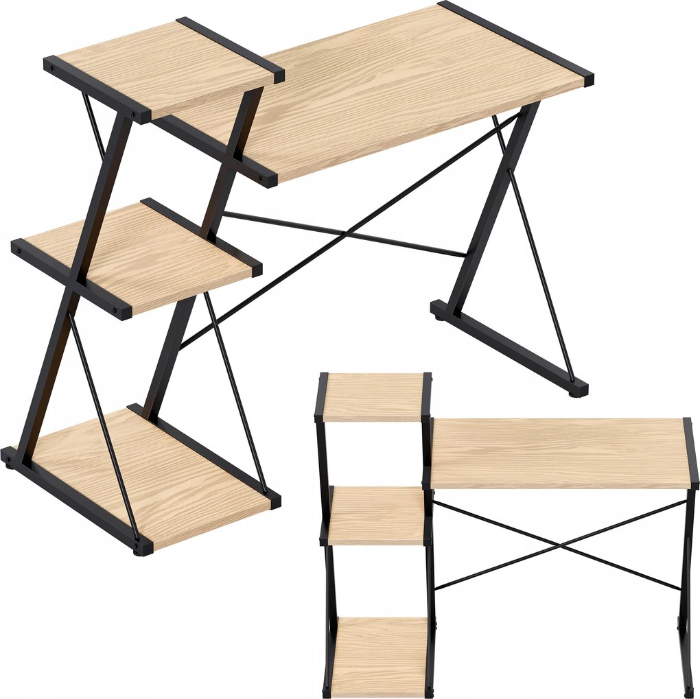 Összecsukható számítógépasztal Mark Adler fából ipari loft 116x50cm