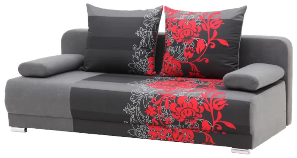 ZICO kanapé szürke színben piros virágokkal