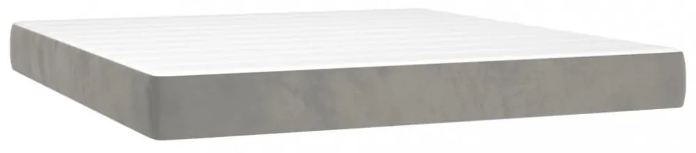 világosszürke bársony rugós és LED-es ágy matraccal 180x200 cm