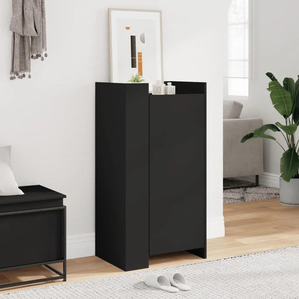 fekete szerelt fa cipőszekrény 52 x 37,5 x 100 cm