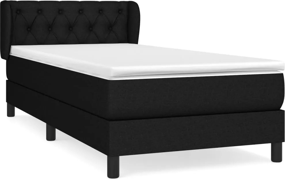 vidaXL fekete szövet rugós ágy matraccal 80 x 200 cm