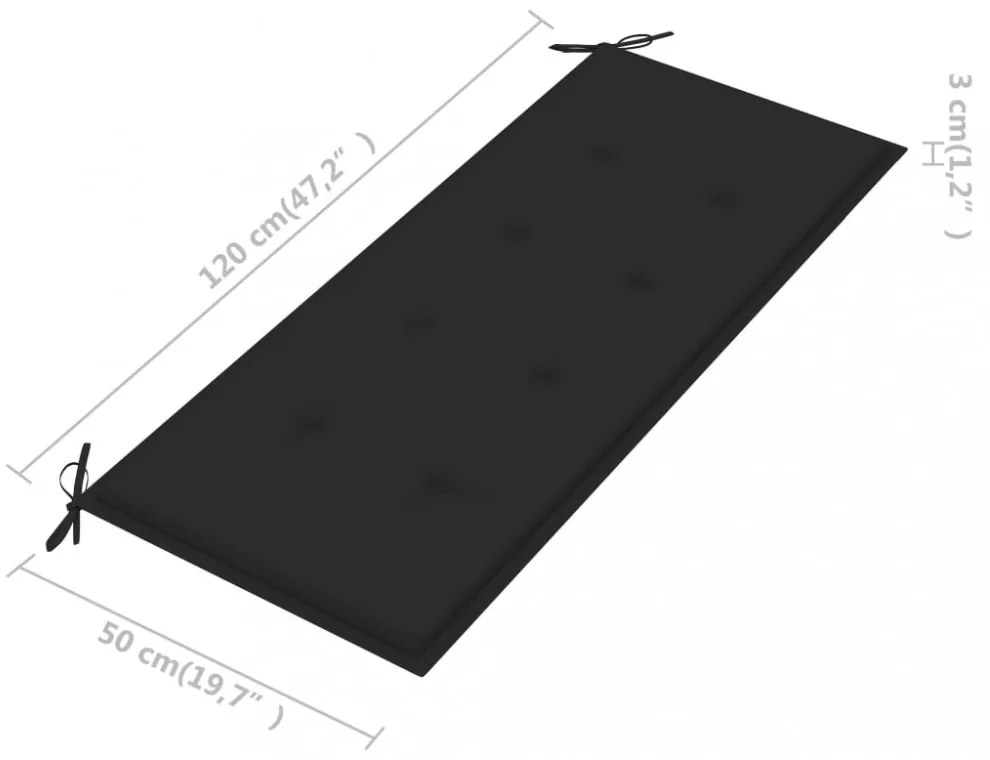 tömör tíkfa Batavia pad fekete párnával 120 cm