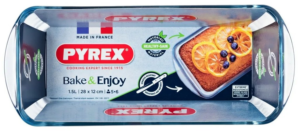 Pyrex üveg kekszformák 1,5 l, 28 x 12 x 8 cm, 1,5l, 28 x 12 x 8 cm