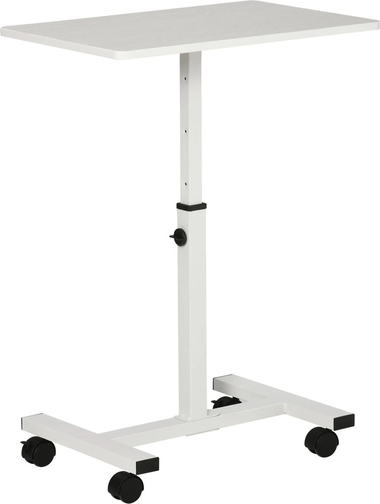 HOMCOM Gurulós Oldaltábla Állítható Magassággal Kanapéágyhoz 60x40x52,5-84 cm Fehér | Aosom