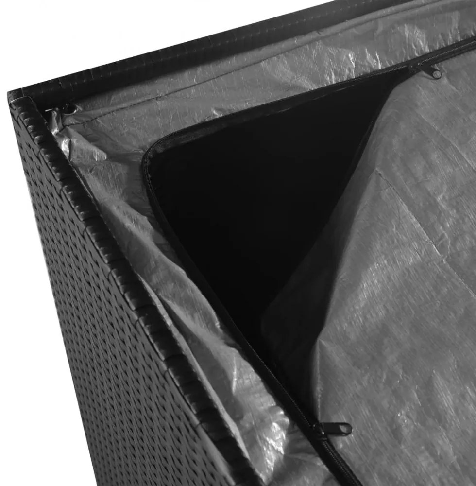 fekete polyrattan kerti tárolóláda 150 x 100 x 100 cm